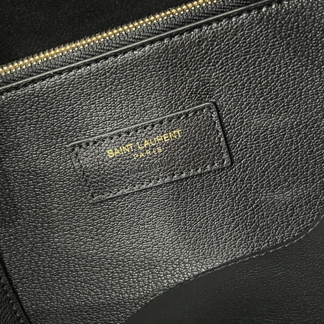 YSL LE 5 À 7 SUPPLE LARGE IN SMOOTH LEATHER BLACK 11.8" X 11" X 4.3"