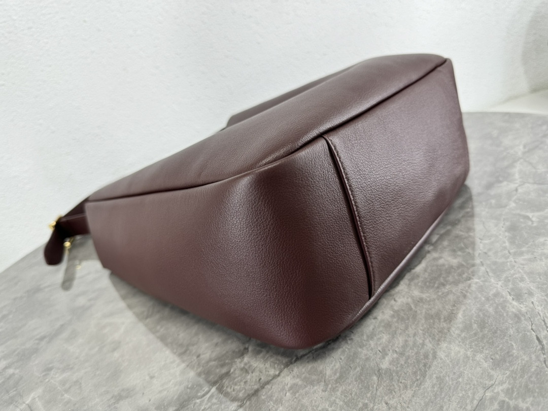 YSL LE 5 À 7 SUPPLE LARGE IN SMOOTH LEATHER DARK RED 11.8" X 11" X 4.3"