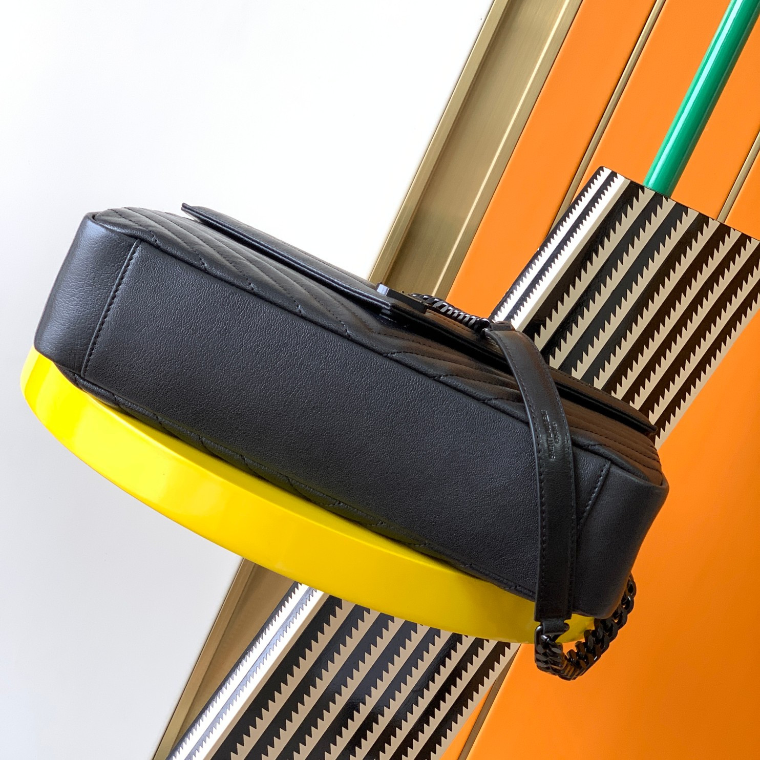 YSL COLLEGE LARGE IN QUILTED LEATHER BLACK 32X21X8 CM