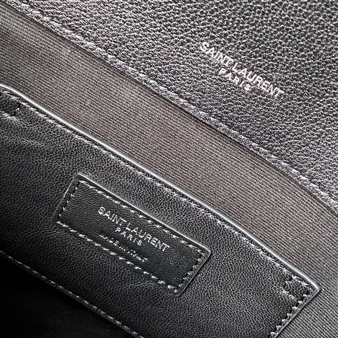 YSL COLLEGE LARGE IN QUILTED LEATHER BLACK SILVER 32X21X8 CM