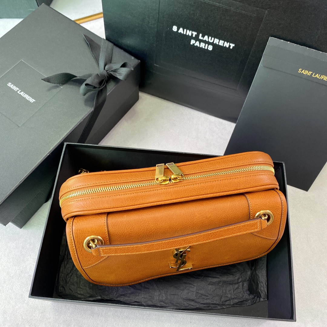 YSL NIKI MEDIUM IN VINTAGE LEATHER ORANGE 11 X 7.8 X 3.3 INCHES