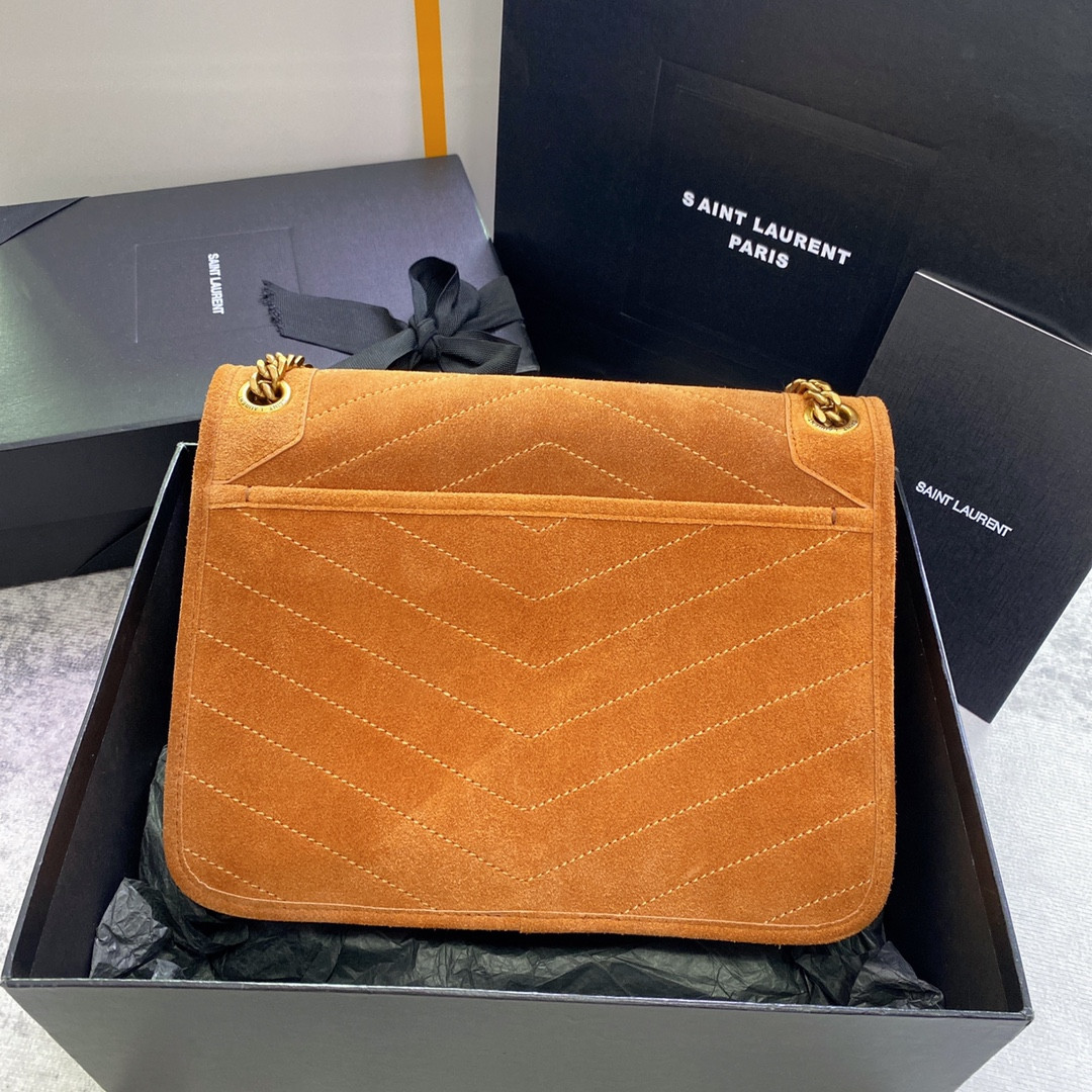 YSL NIKI MEDIUM IN SUEDE ORANGE 11 X 7.8 X 3.3 INCHES