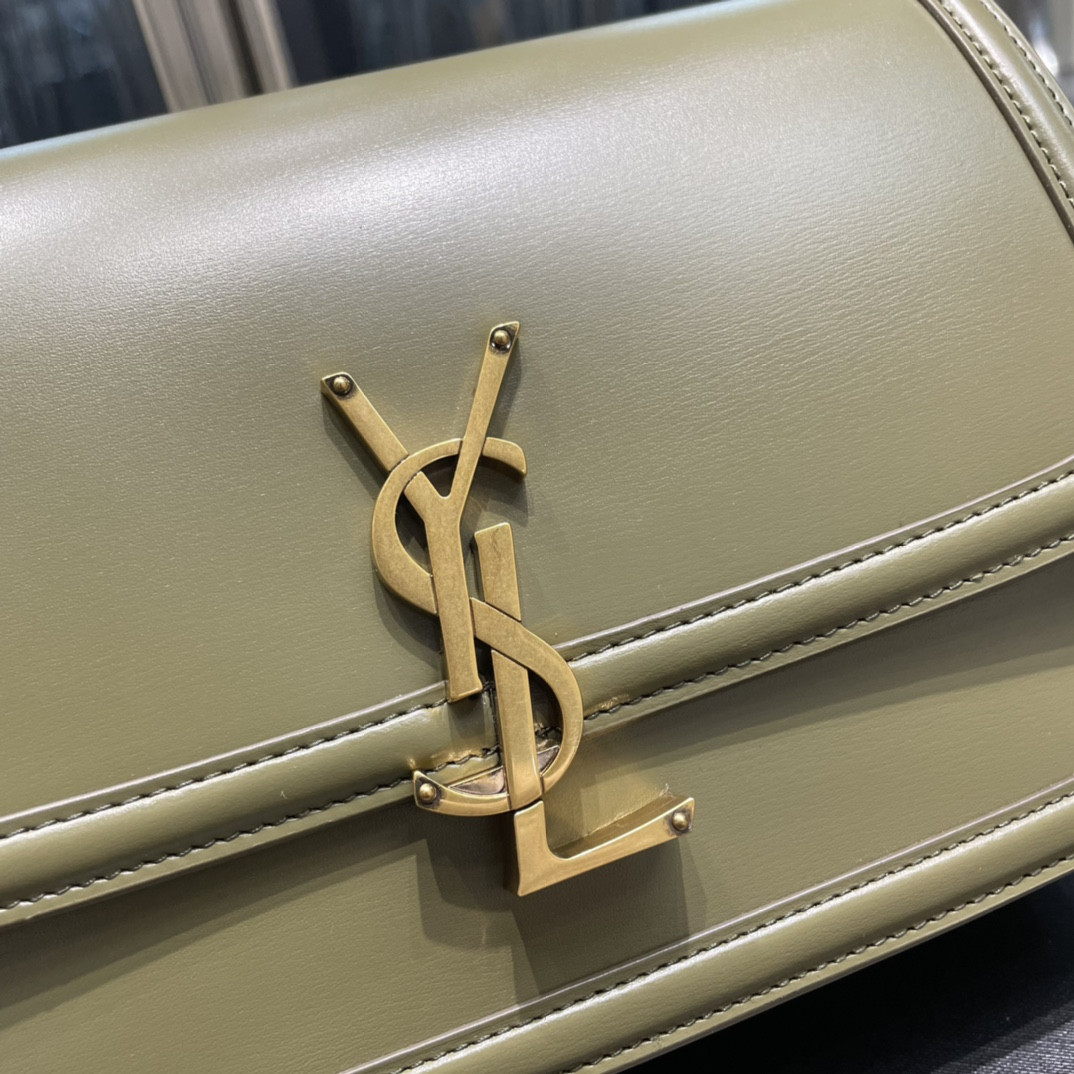 YSL SOLFERINO MEDIUM SATCHEL IN BOX SAINT LAURENT Avocado GREEN 9.1 X 6.3 X 2.4 INCHES