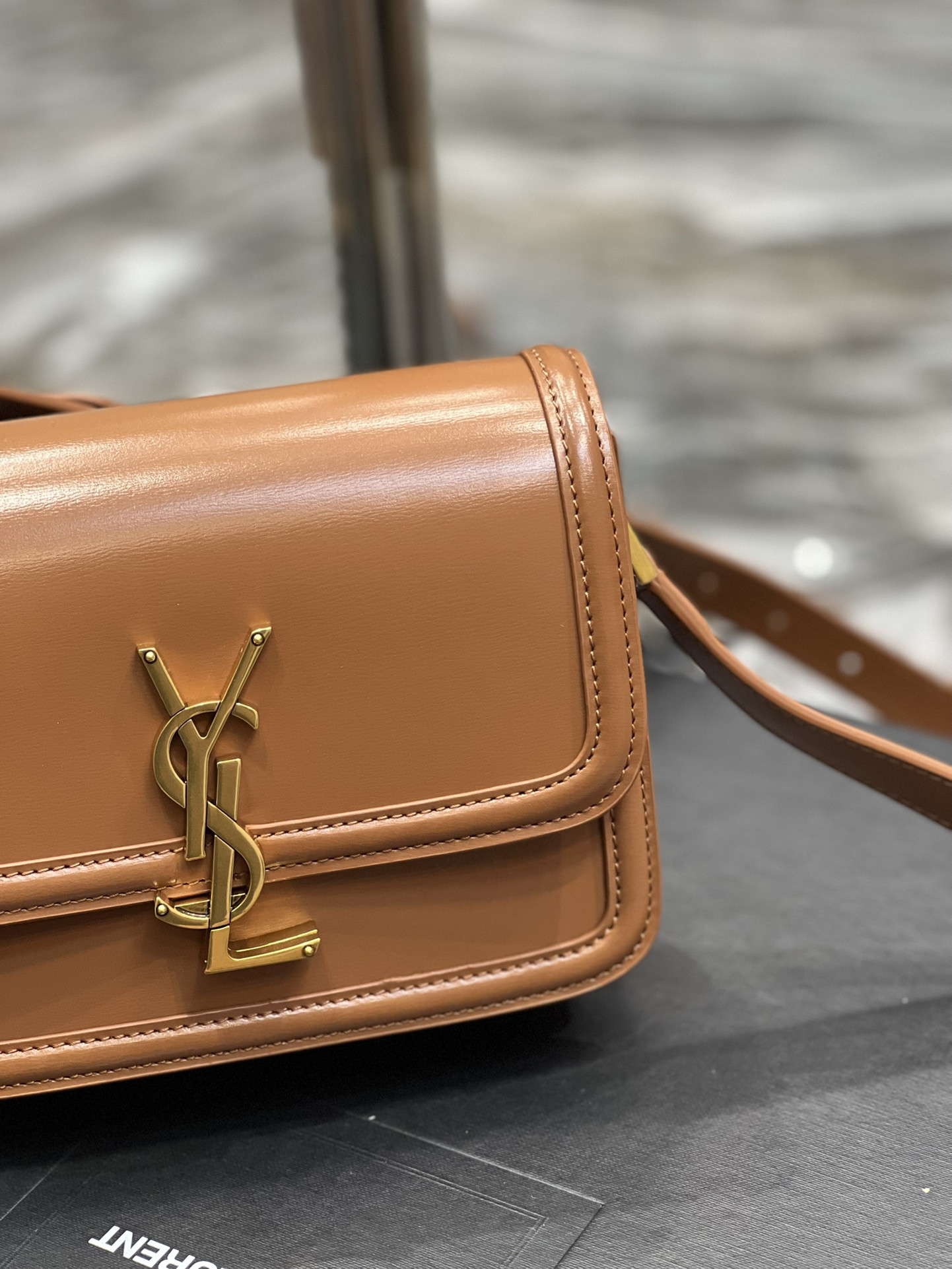 YSL SOLFERINO SMALL SATCHEL IN BOX SAINT LAURENT BRWON 7.4 X 5.1 X 1.9 INCHES