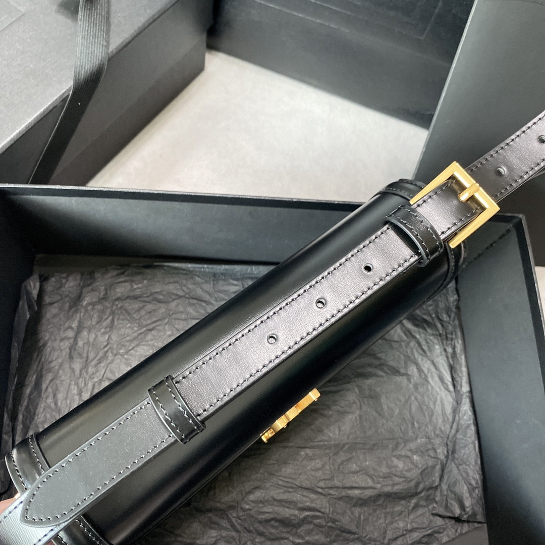 YSL SOLFERINO MEDIUM SATCHEL IN BOX SAINT LAURENT BLACK 9.1 X 6.3 X 2.4 INCHES