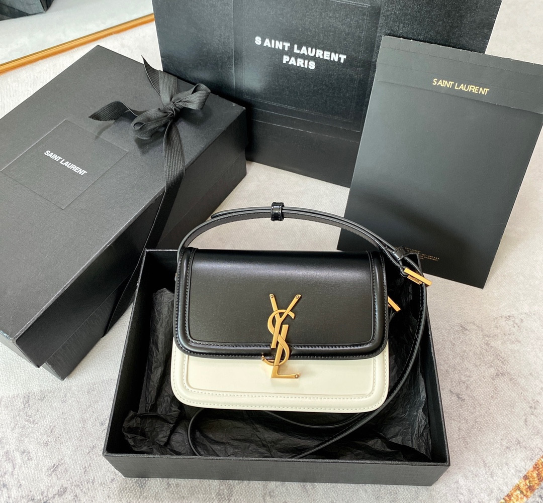 YSL SOLFERINO SMALL SATCHEL IN BOX SAINT LAURENT BLACK 7.4 X 5.1 X 1.9 INCHES