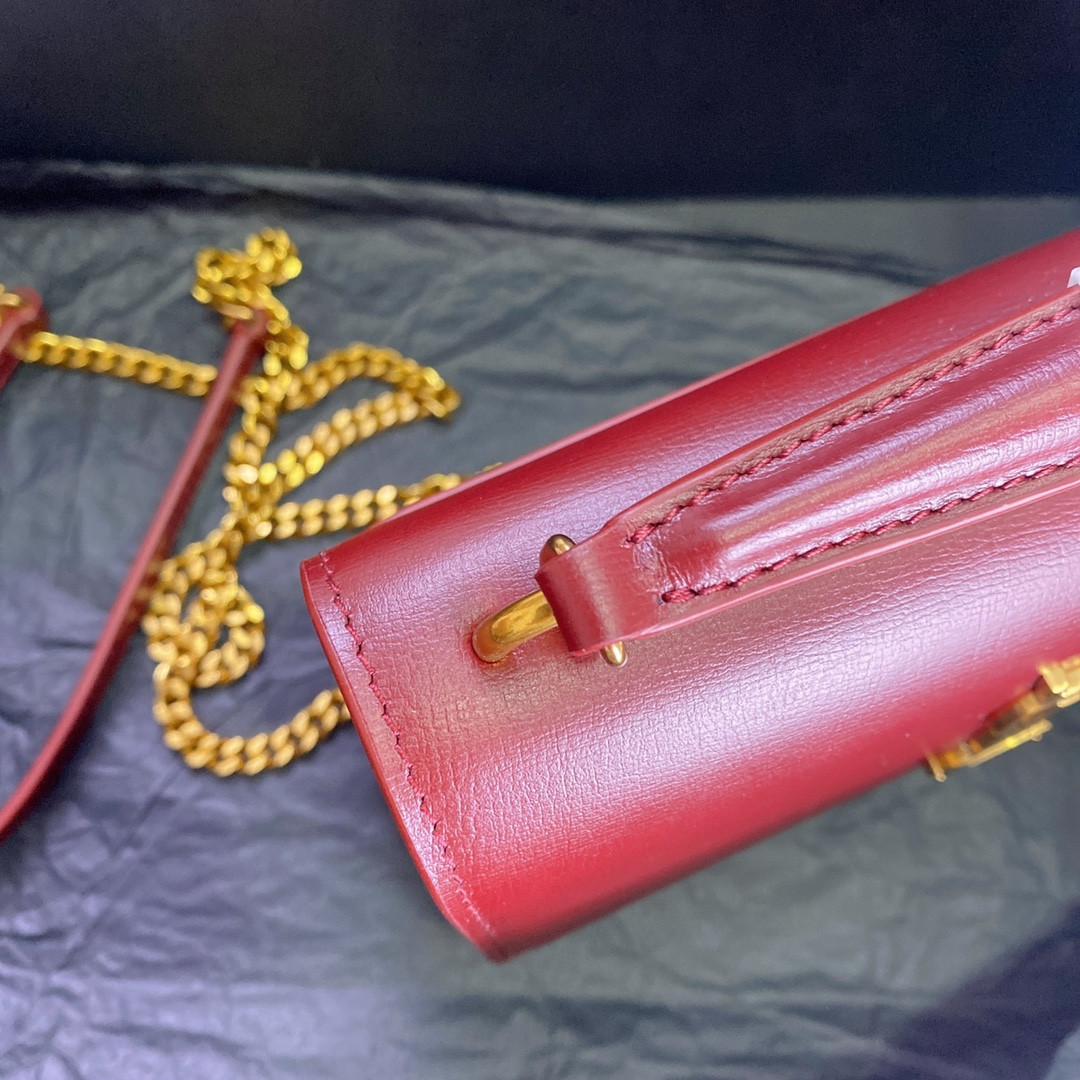 YSL SUNSET CHAIN WALLET IN SMOOTH LEATHER 7.4 X 5.5 X 2.1 INCHES