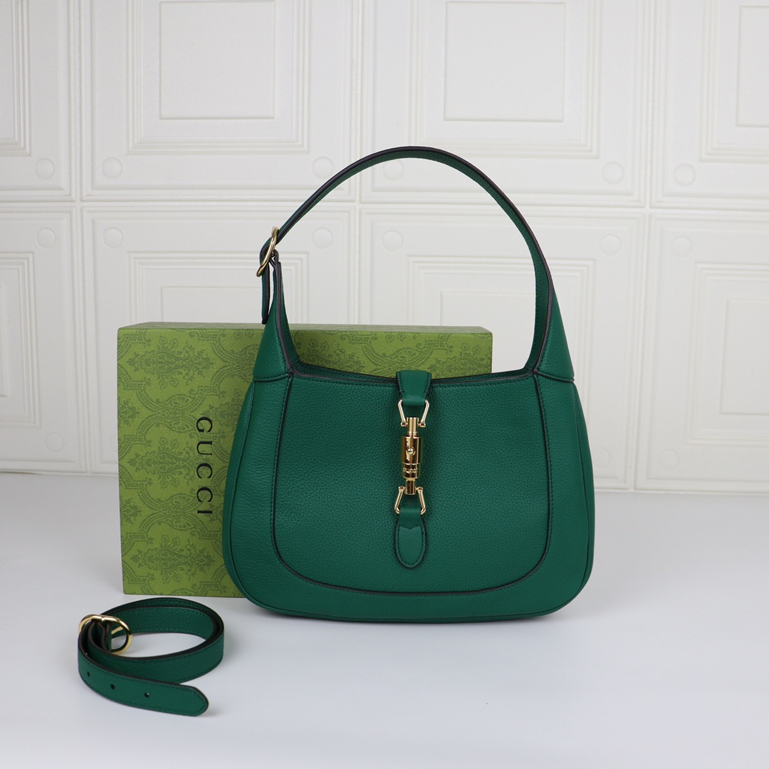 GUCCI JACKIE SMALL SHOULDER BAG Green 10.8"W x 7.5"H x 1.6"D