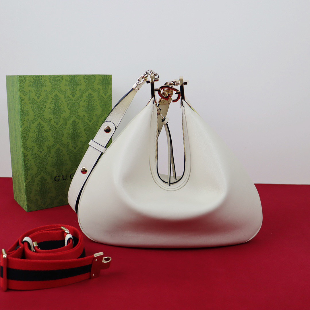 GUCCI ATTACHE MEDIUM SHOULDER BAG WHITE 13.8″W x 12.6″H x 2.4″D