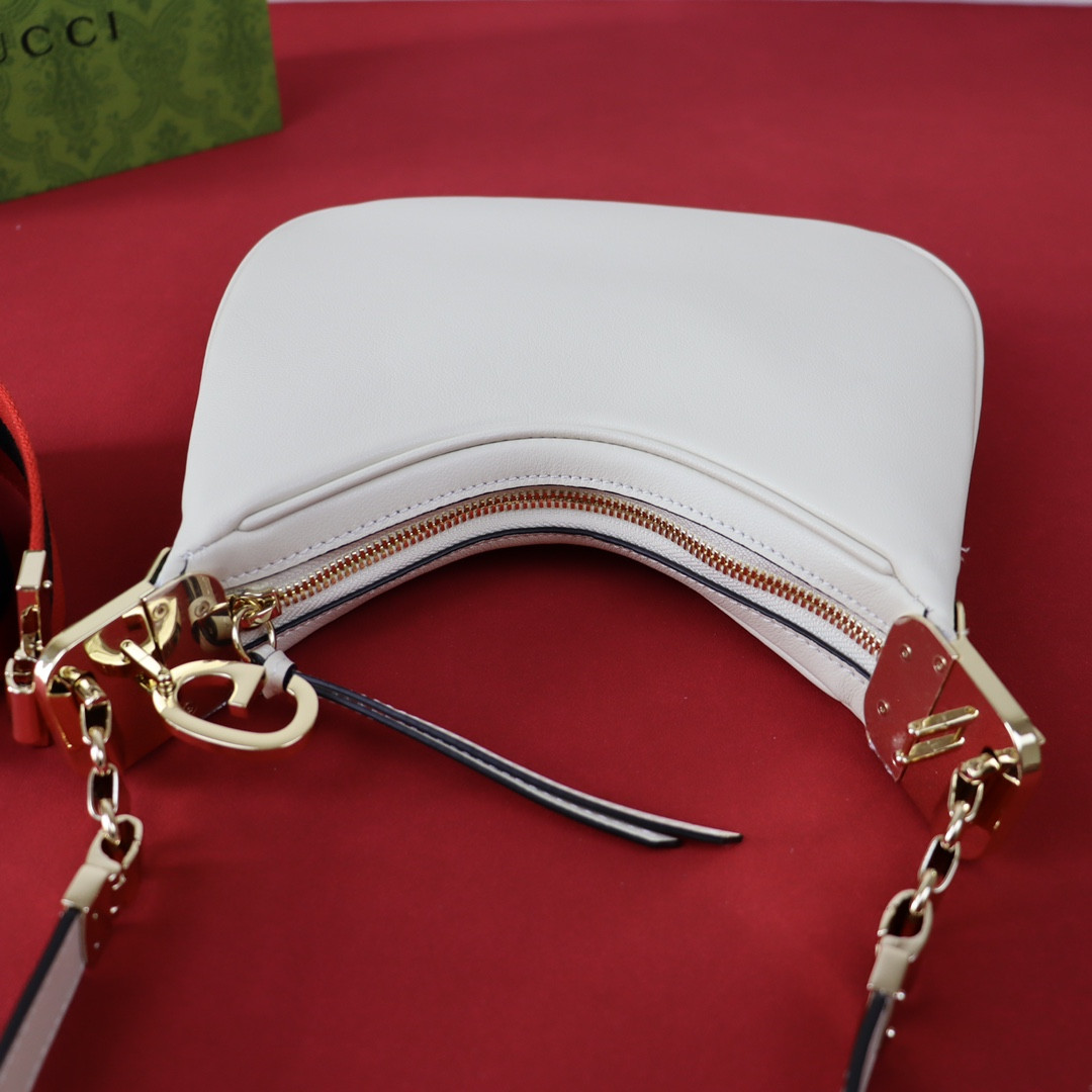 GUCCI ATTACHE SMALL SHOULDER BAG WHITE 9"W x 8.7"H x 2"D