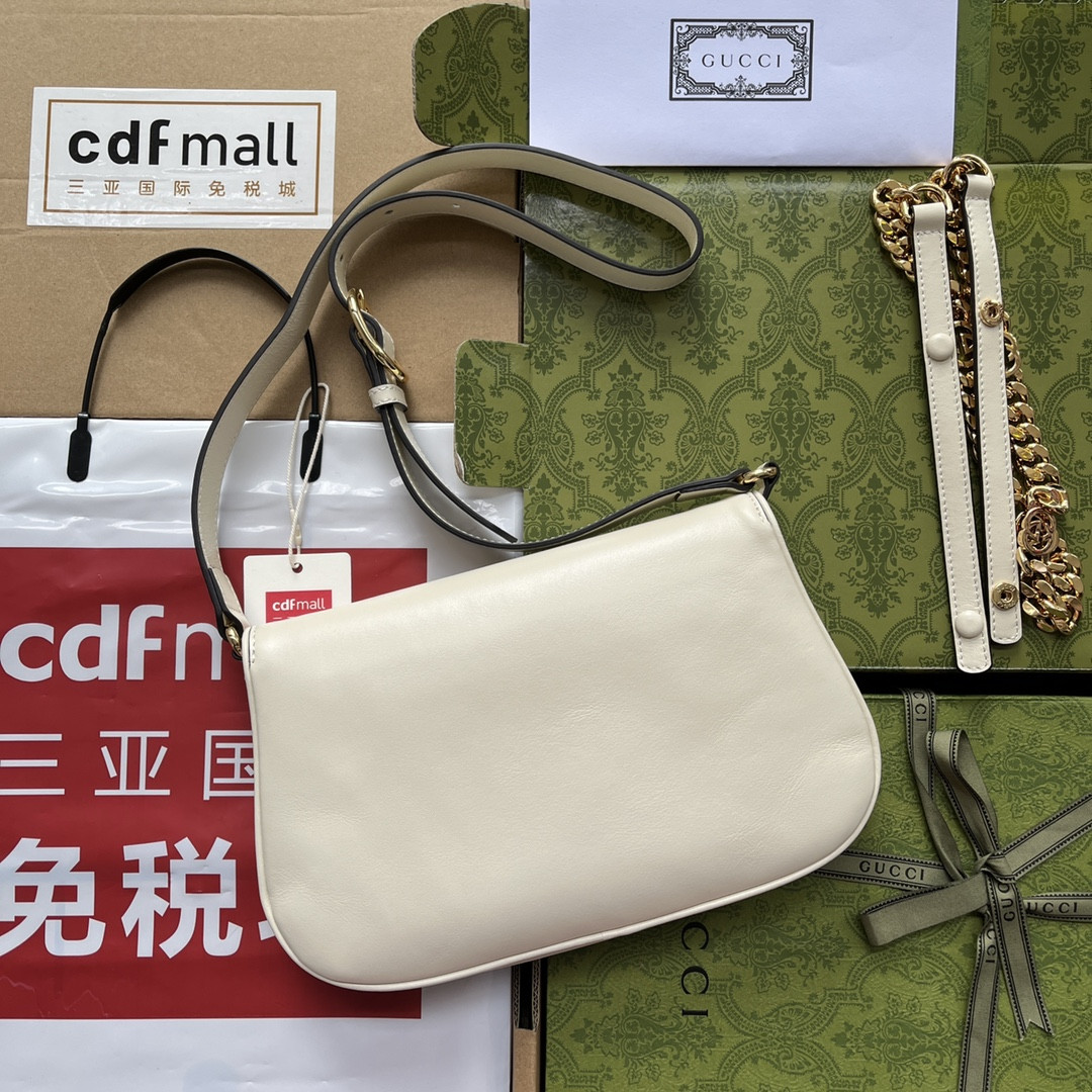 GUCCI BLONDIE SHOULDER BAG WHITE 11"W x 6.3"H x 1.6"D