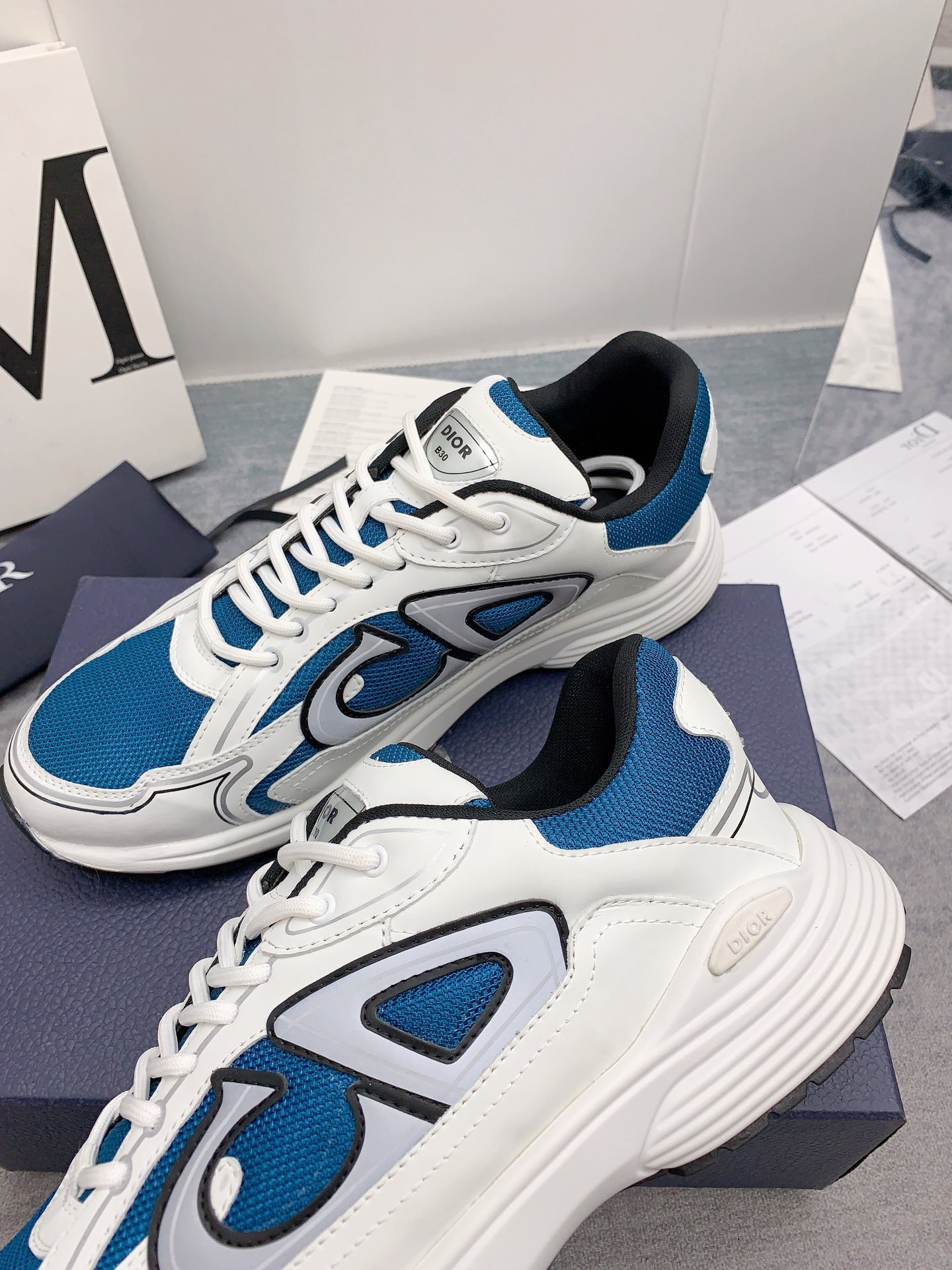 UA Dior B30 Blue Mesh White Technical Fabric