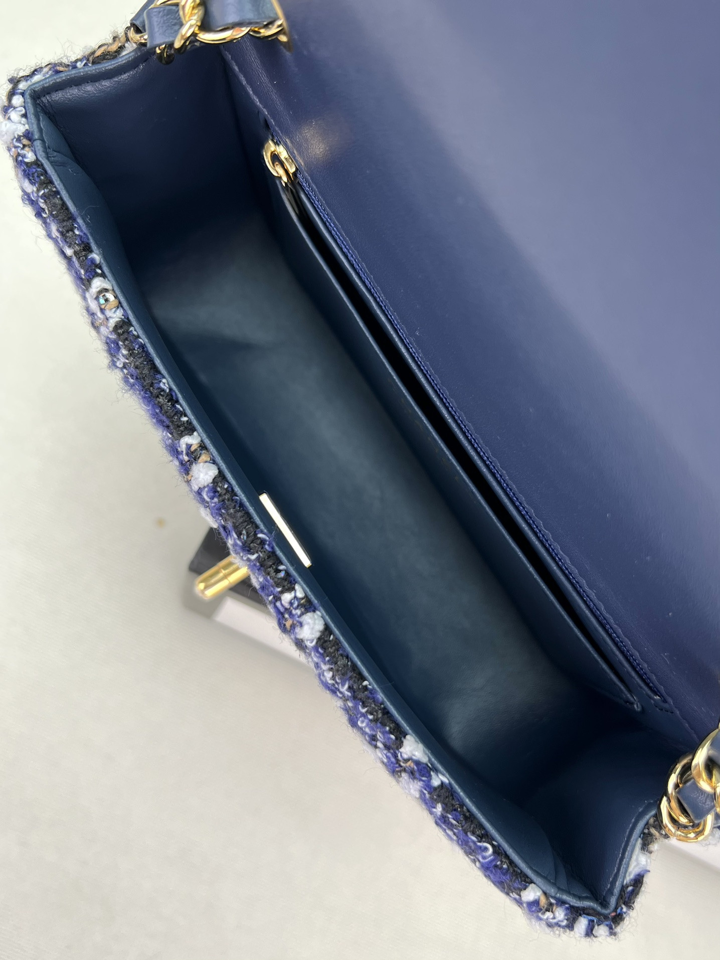 CHANEL MINI CLASSIC 11.12 HANDBAG Tweed & Gold-Tone Metal 4.7 × 7.8 × 2.3 in