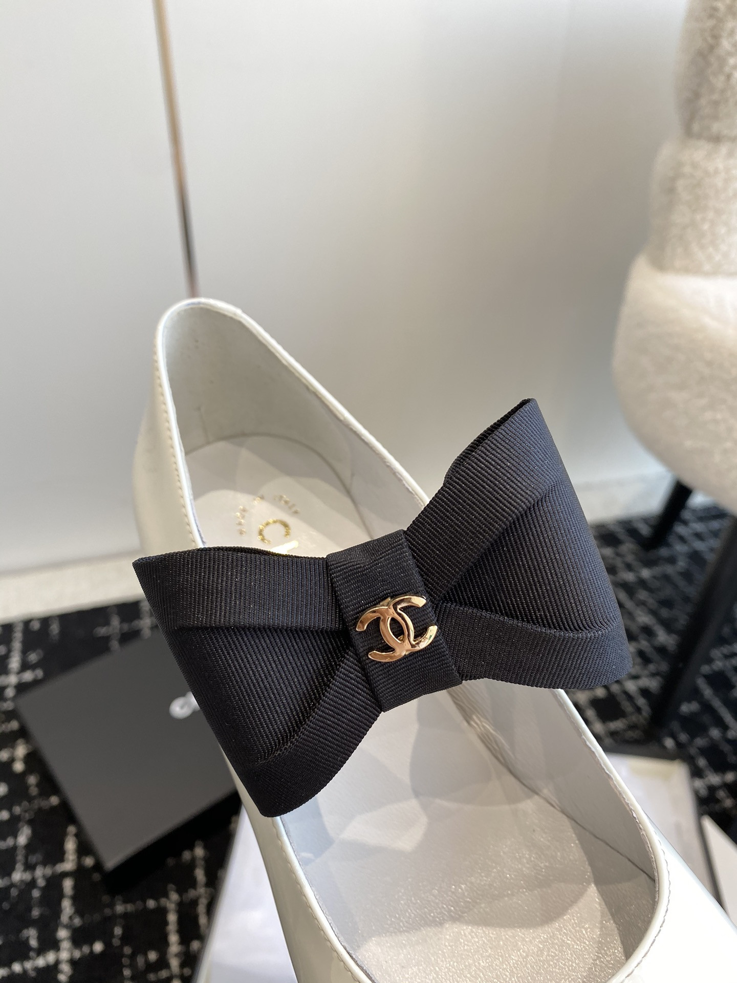 UA CHANEL MARY JANES Patent Calfskin & Grosgrain