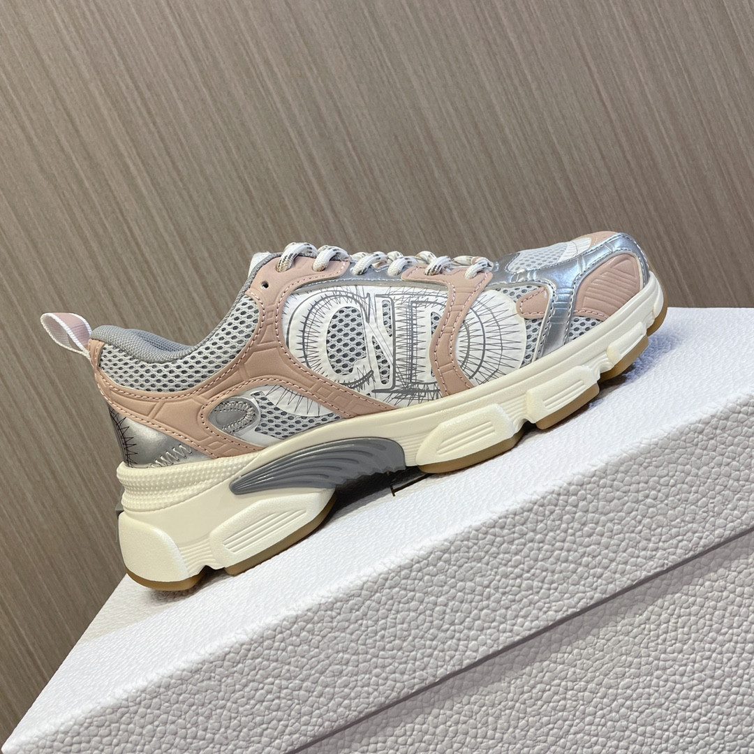 UA Dior Chrono Sneaker White Mesh with Nude and Silver-Tone