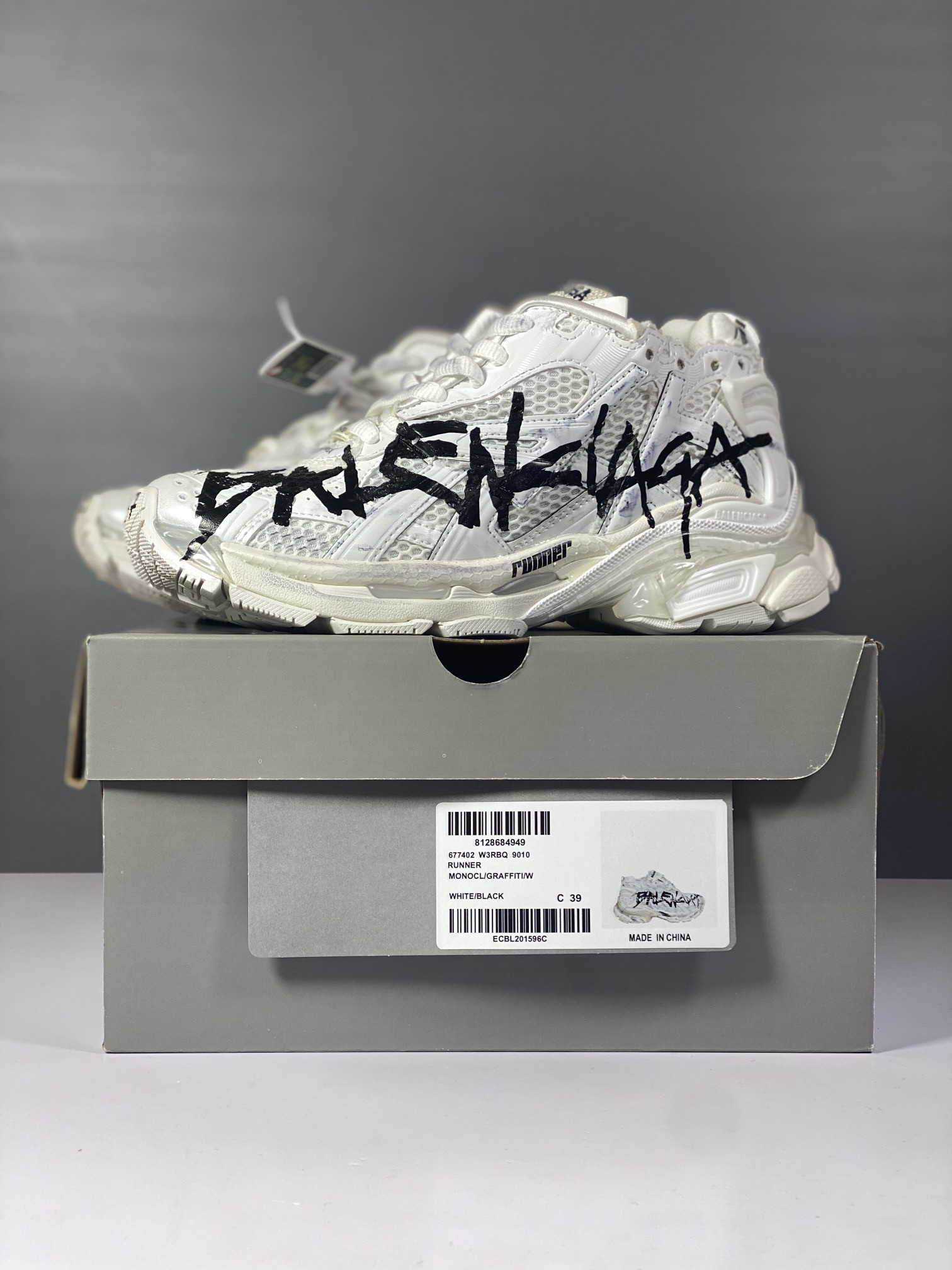 Balenciga Runner Graffiti Sneaker in White