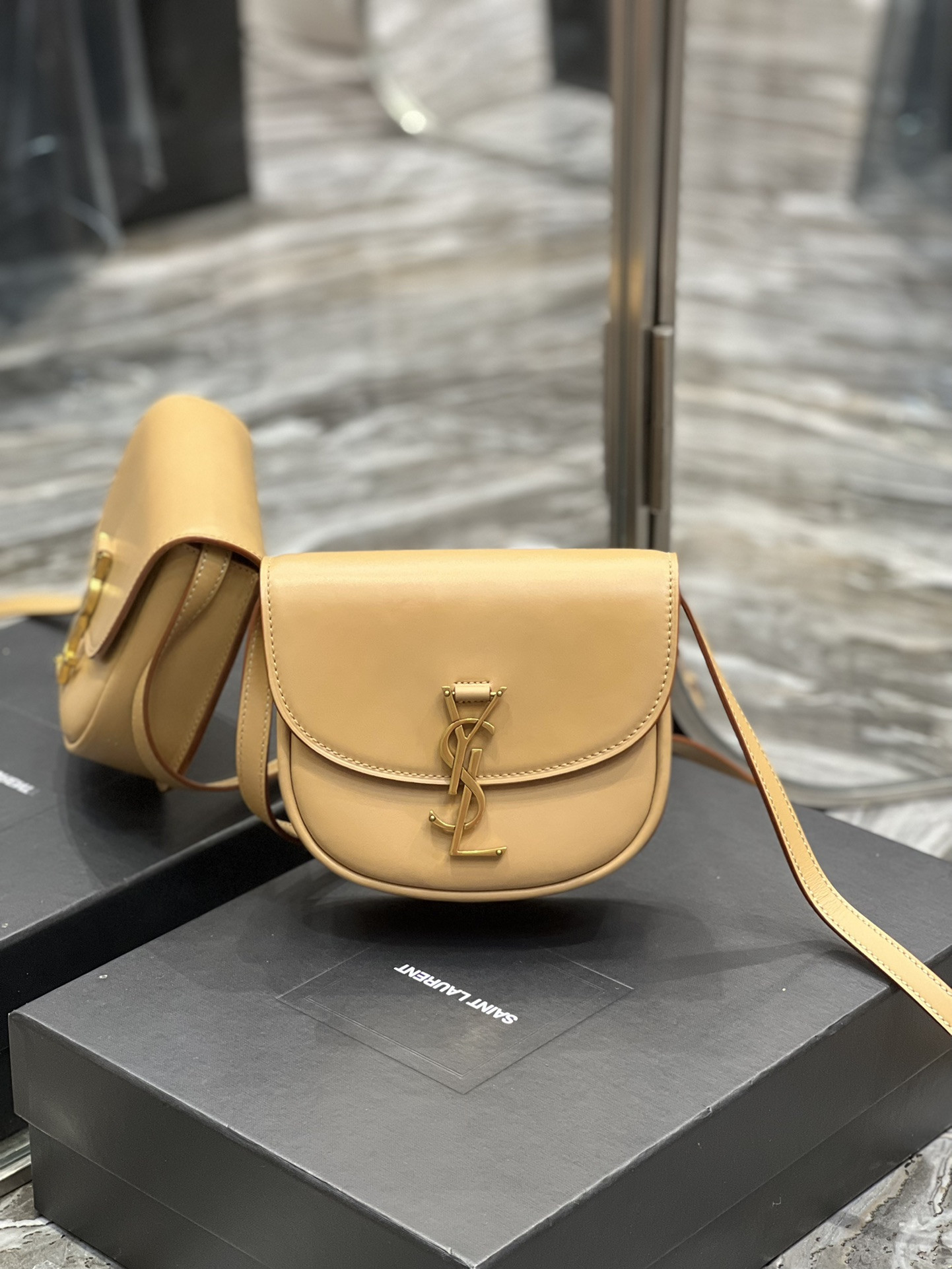 YSL KAIA SMALL SATCHEL IN SMOOTH LEATHER 7.2 X 6.1 X 2.1 INCHES