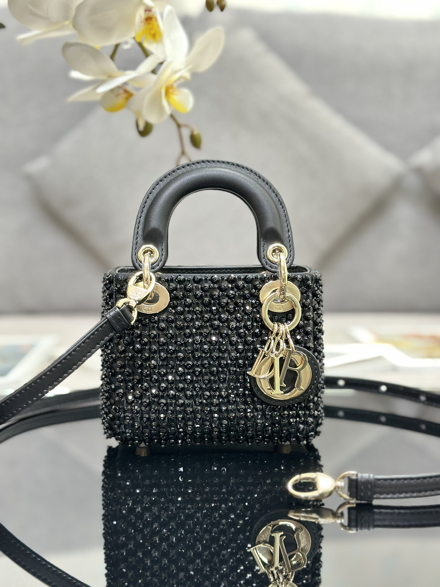 Lady Dior Ultra-Mini Embroidered Micro-Beads 12 x 10.2 x 5 cm