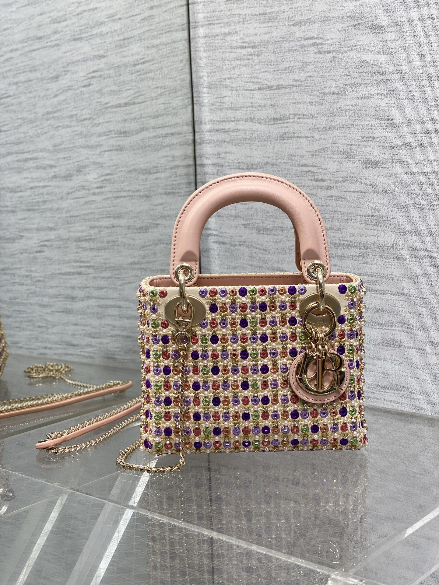 DIOR Artistic Limited Edition Three-Gusset Lady Dior Bag with Heavy Bead Embroidery 17CM