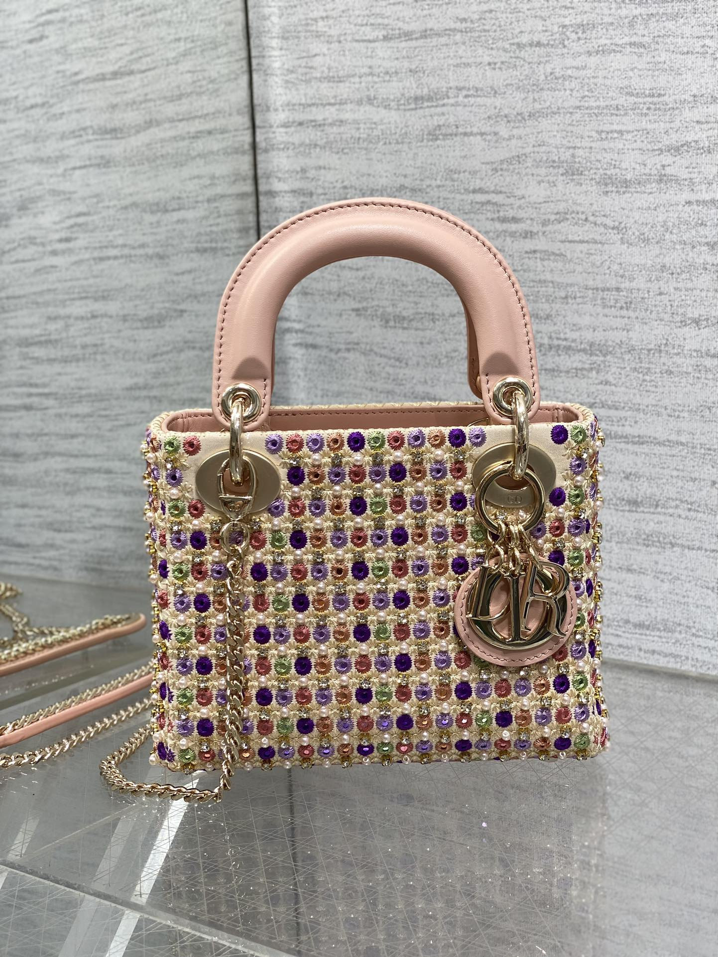 DIOR Artistic Limited Edition Three-Gusset Lady Dior Bag with Heavy Bead Embroidery 17CM