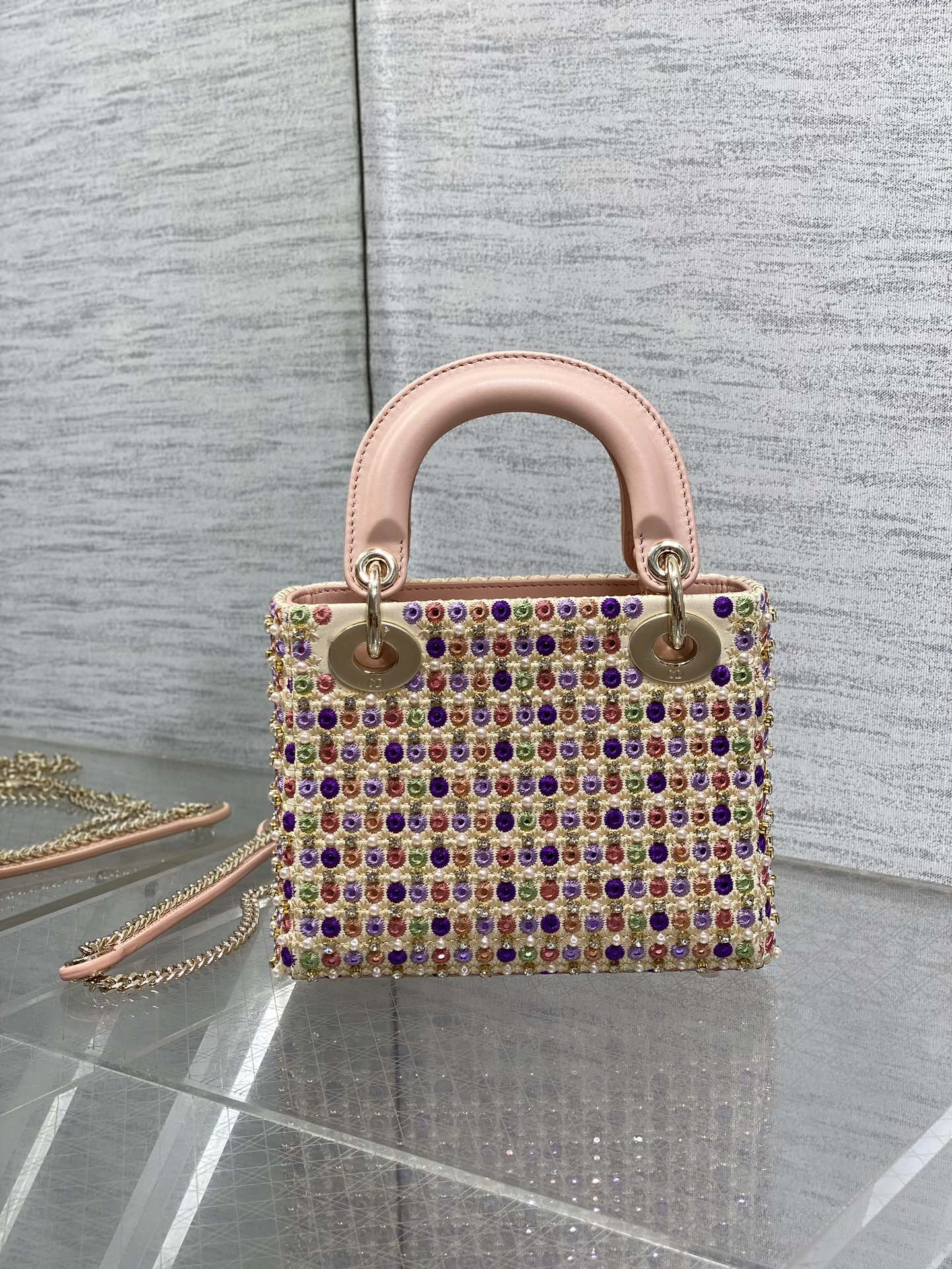 DIOR Artistic Limited Edition Three-Gusset Lady Dior Bag with Heavy Bead Embroidery 17CM