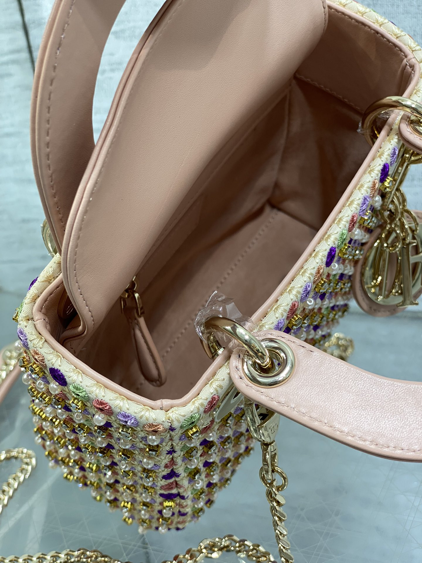 DIOR Artistic Limited Edition Three-Gusset Lady Dior Bag with Heavy Bead Embroidery 17CM