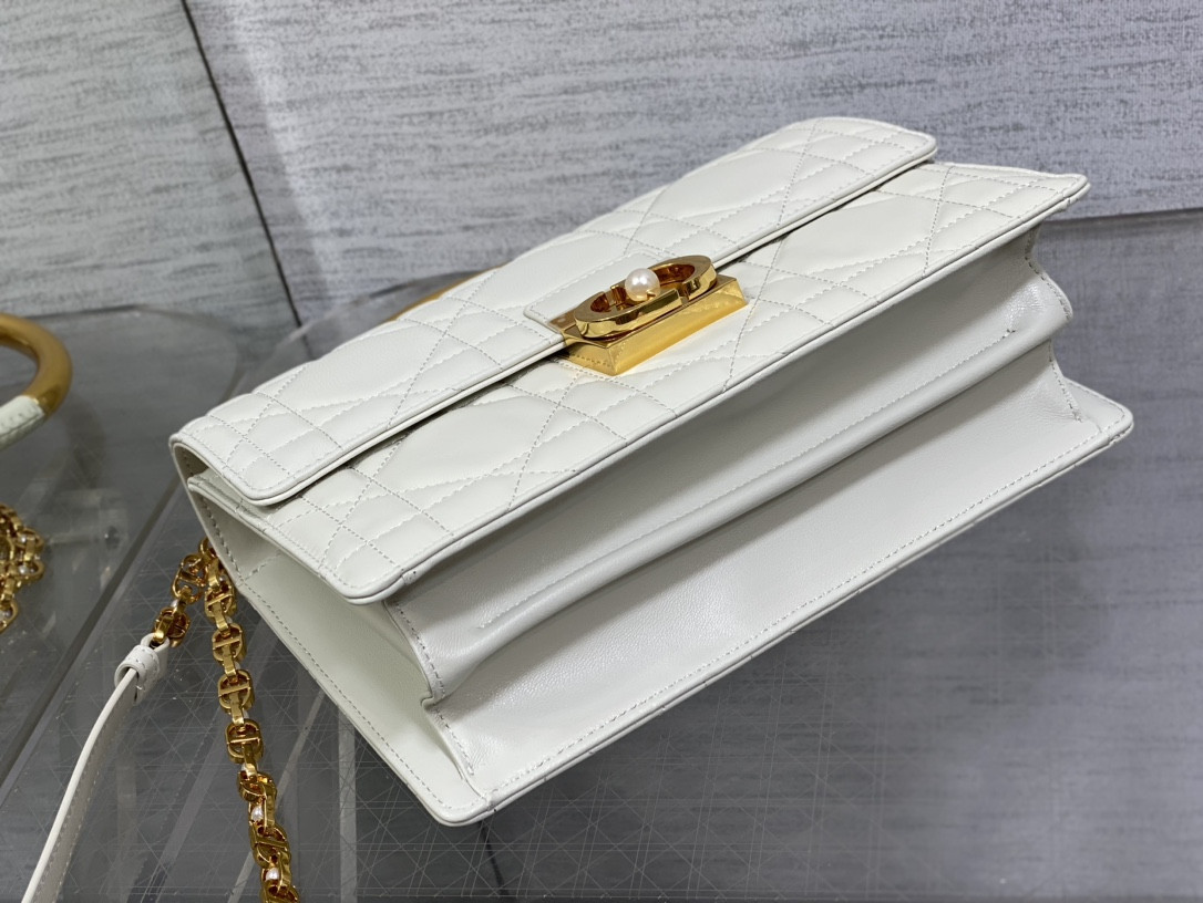 Dior Medium Dior Ange Bag Latte Macrocannage Calfskin 26 x 17 x 9 cm