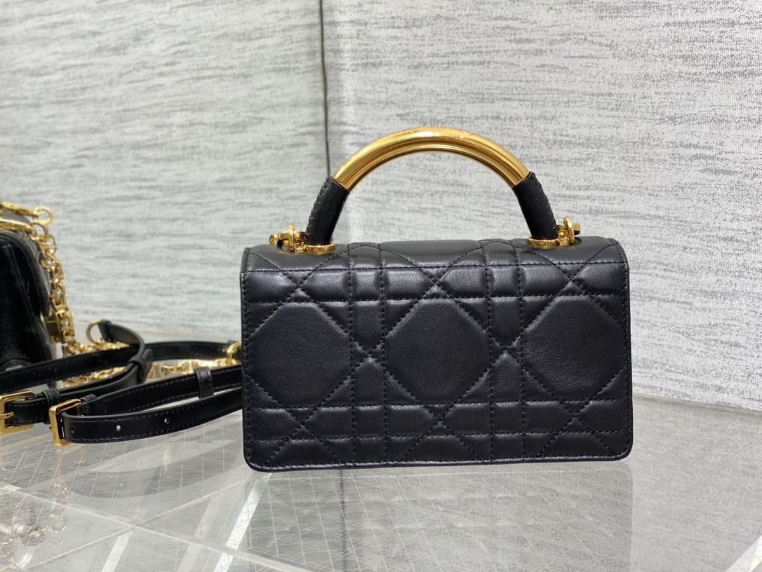 Dior Small Dior Ange Bag Black Macrocannage Calfskin 20 x 12 x 5 cm
