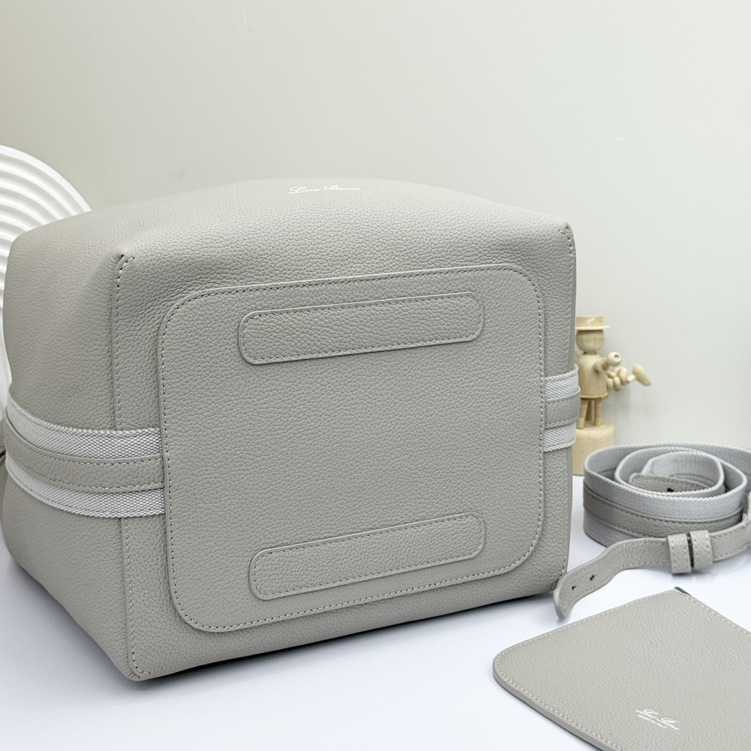 Loro Piana Large Bale Bag Grained Calfskin 24 x 20 x 27 cm