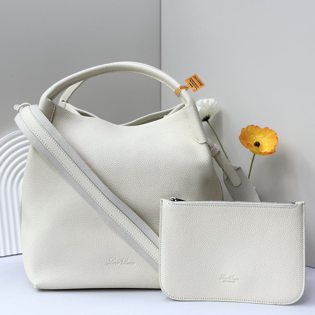 Loro Piana Large Bale Bag Grained Calfskin 24 x 20 x 27 cm