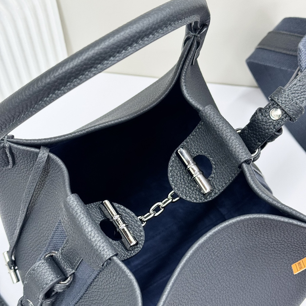 Loro Piana Small Bale Bag Black Grained Calfskin 17 x 17 x 21 cm