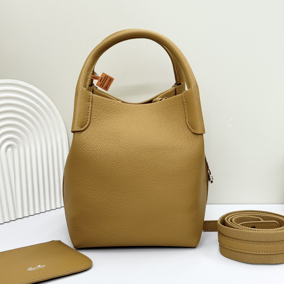 Loro Piana Small Bale Bag Grained Calfskin 17 x 17 x 21 cm