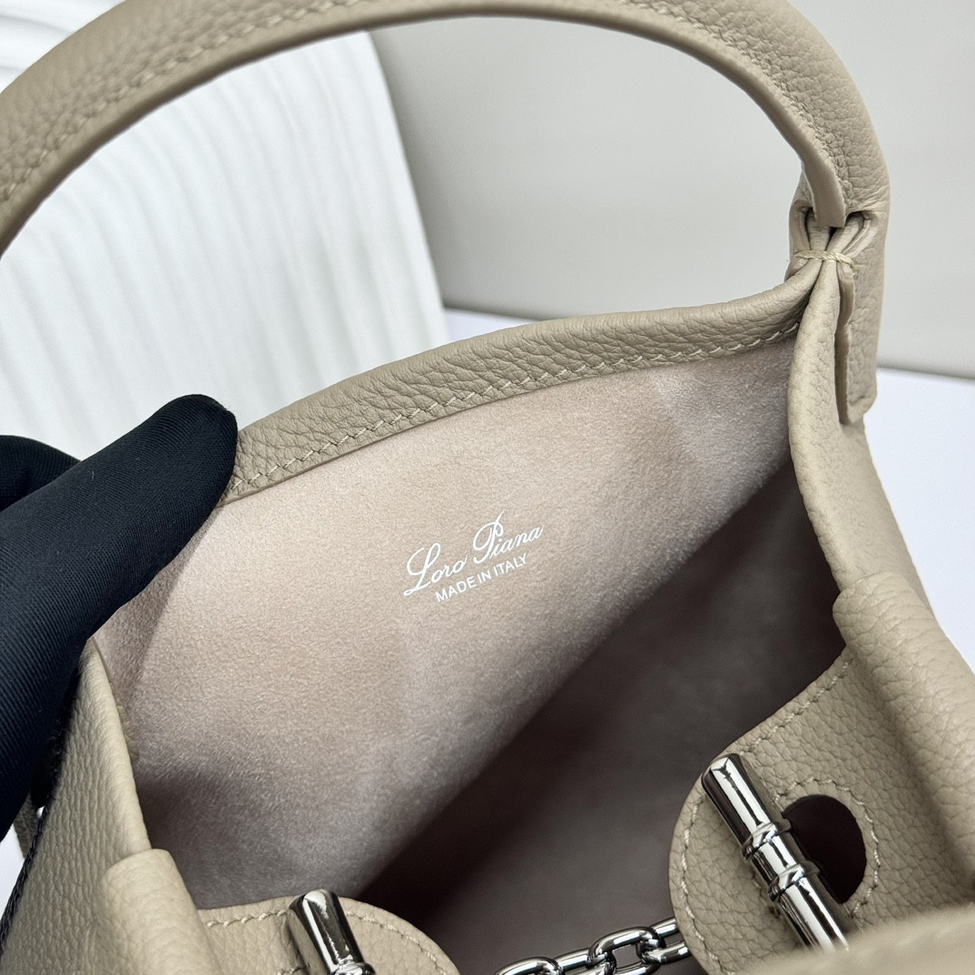 Loro Piana Small Bale Bag Grained Calfskin 17 x 17 x 21 cm