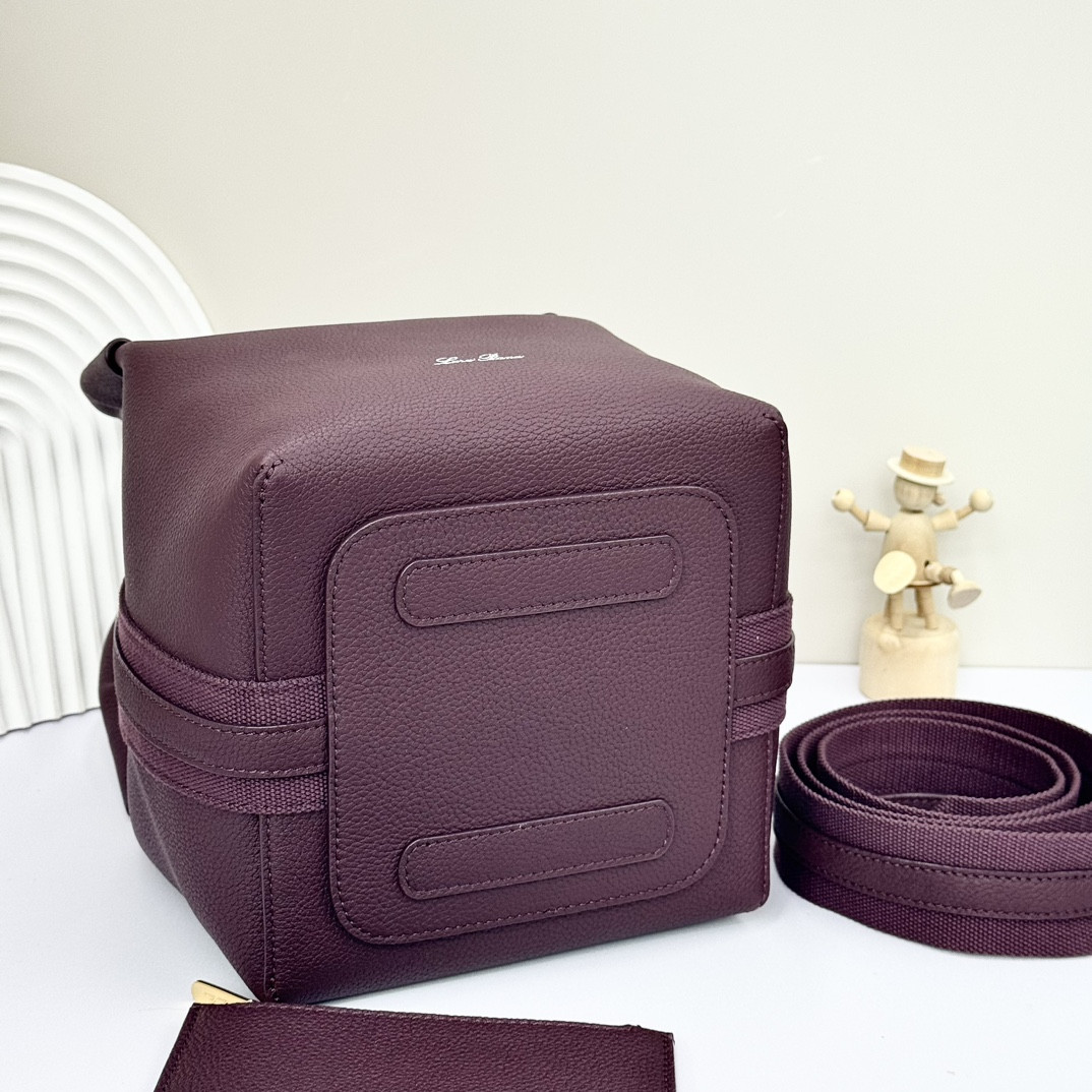 Loro Piana Small Bale Bag Grained Calfskin 17 x 17 x 21 cm