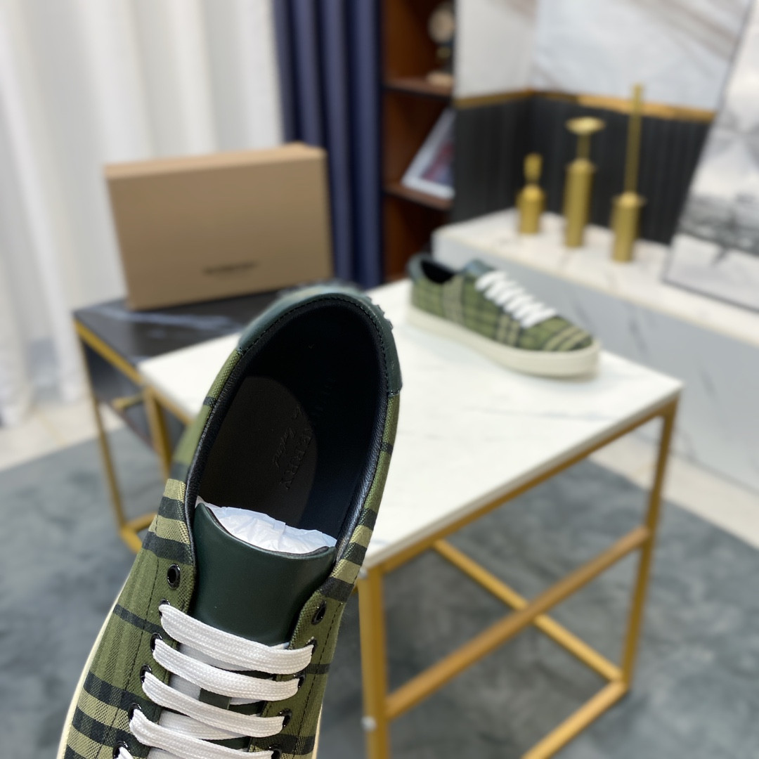 UA Burberry Check and Leather Sneakers