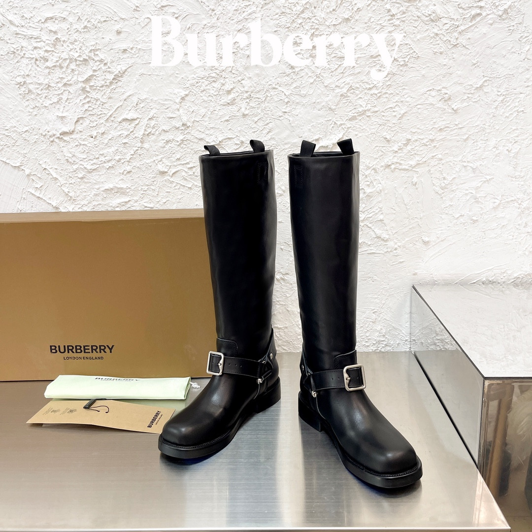 UA Burberry Leather Saddle Tall Boots