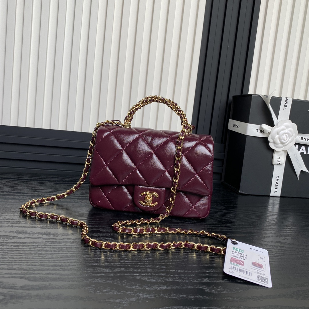 CHANEL MINI FLAP BAG WITH TOP HANDLE 14×19×8.5cm