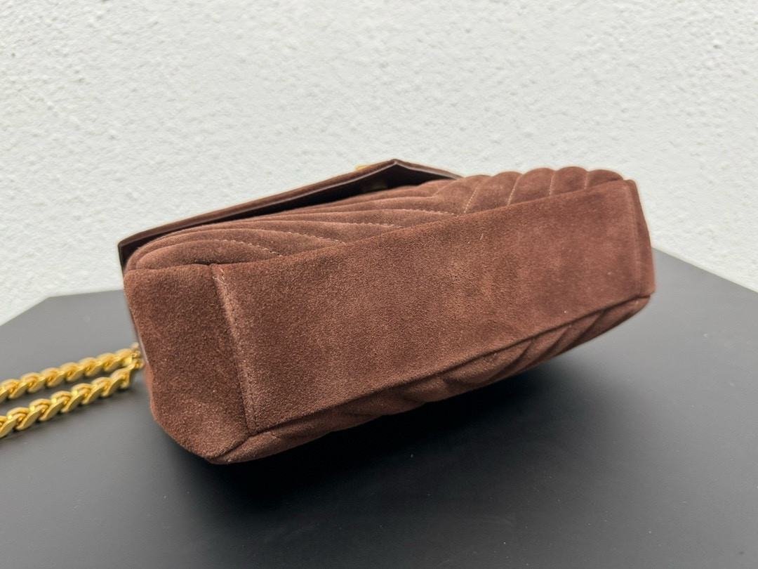 YSL LOULOU QUILTED SUEDE 23x17x9cm