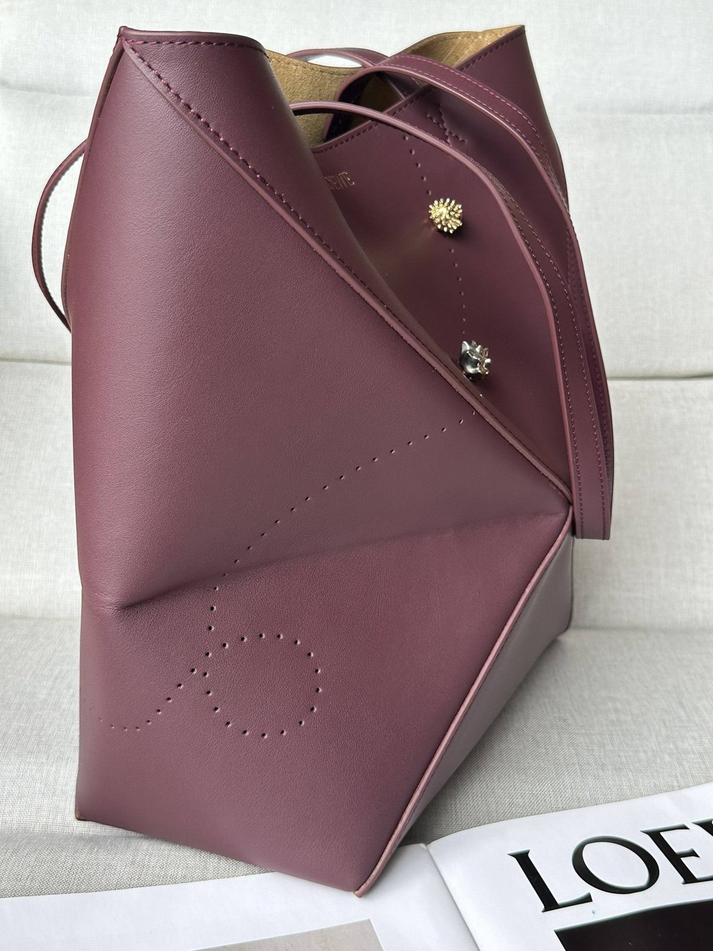 LOEWE Medium Puzzle Fold tote in shiny calfskin 25.5x14.5x31.5cm