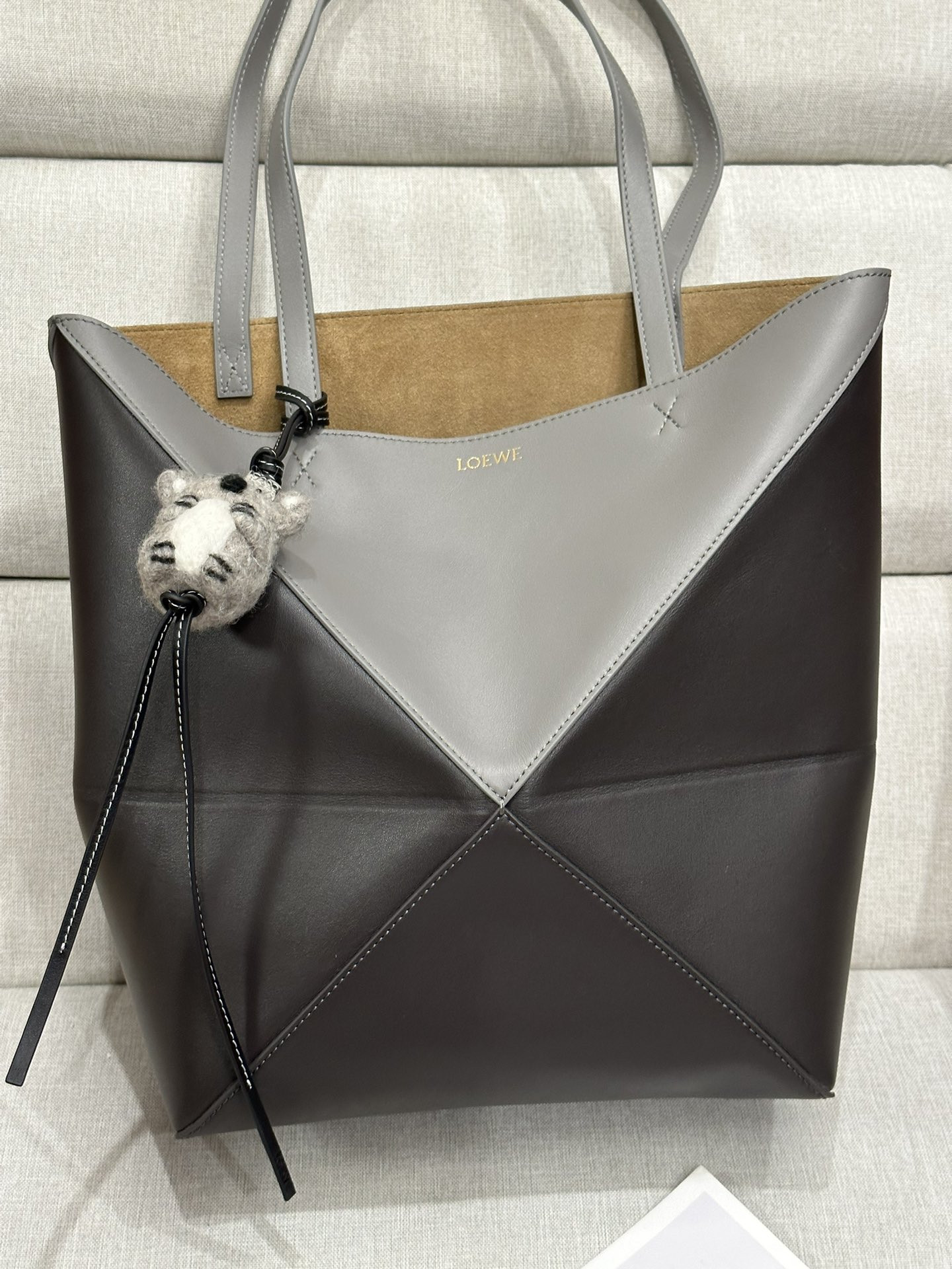 LOEWE Medium Puzzle Fold tote in shiny calfskin 25.5x14.5x31.5cm