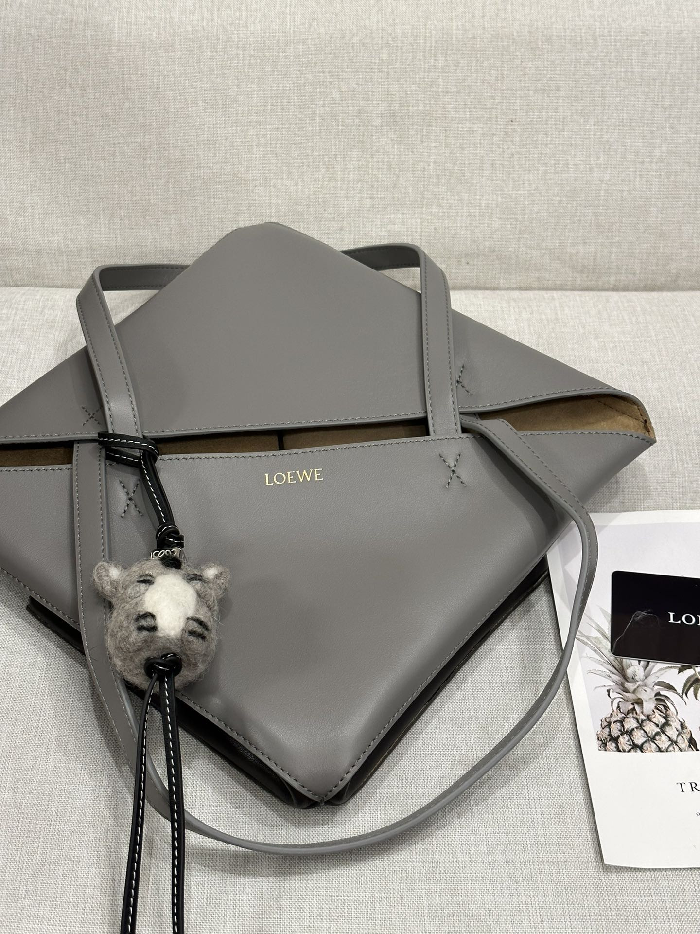 LOEWE Medium Puzzle Fold tote in shiny calfskin 25.5x14.5x31.5cm