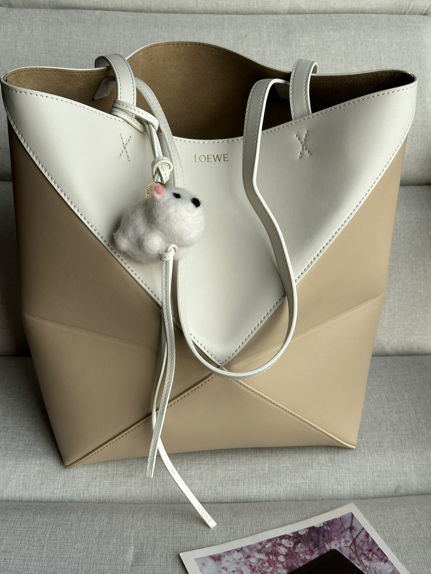 LOEWE Medium Puzzle Fold tote in shiny calfskin 25.5x14.5x31.5cm