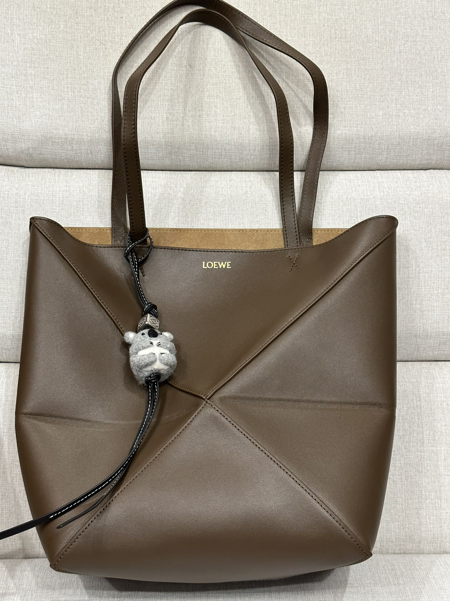 LOEWE Medium Puzzle Fold tote in shiny calfskin 25.5x14.5x31.5cm