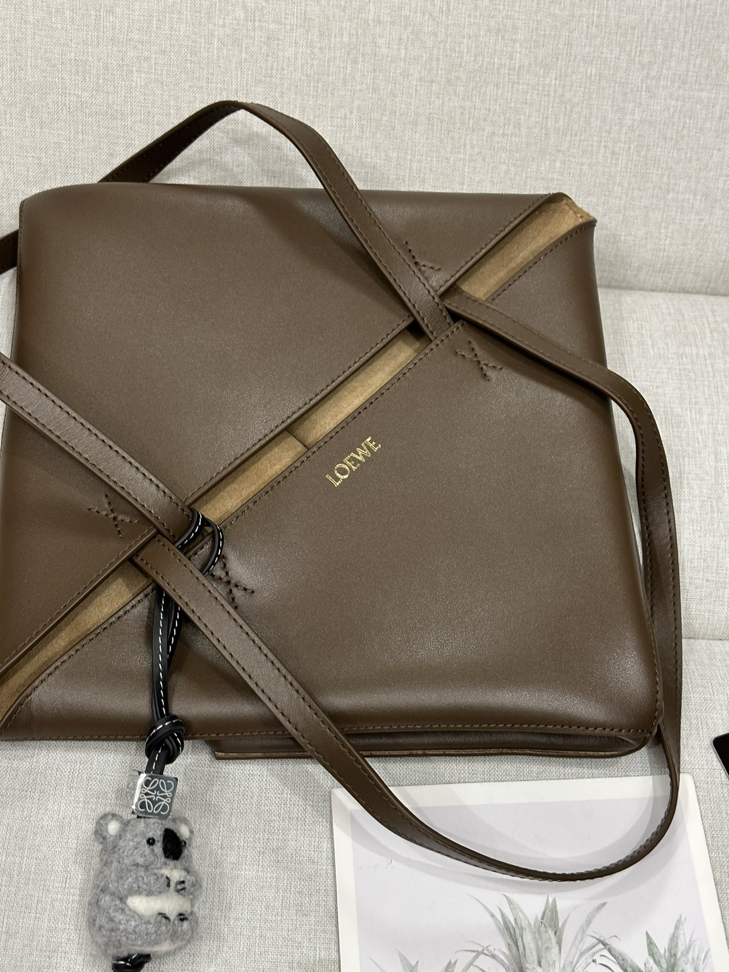 LOEWE Medium Puzzle Fold tote in shiny calfskin 25.5x14.5x31.5cm