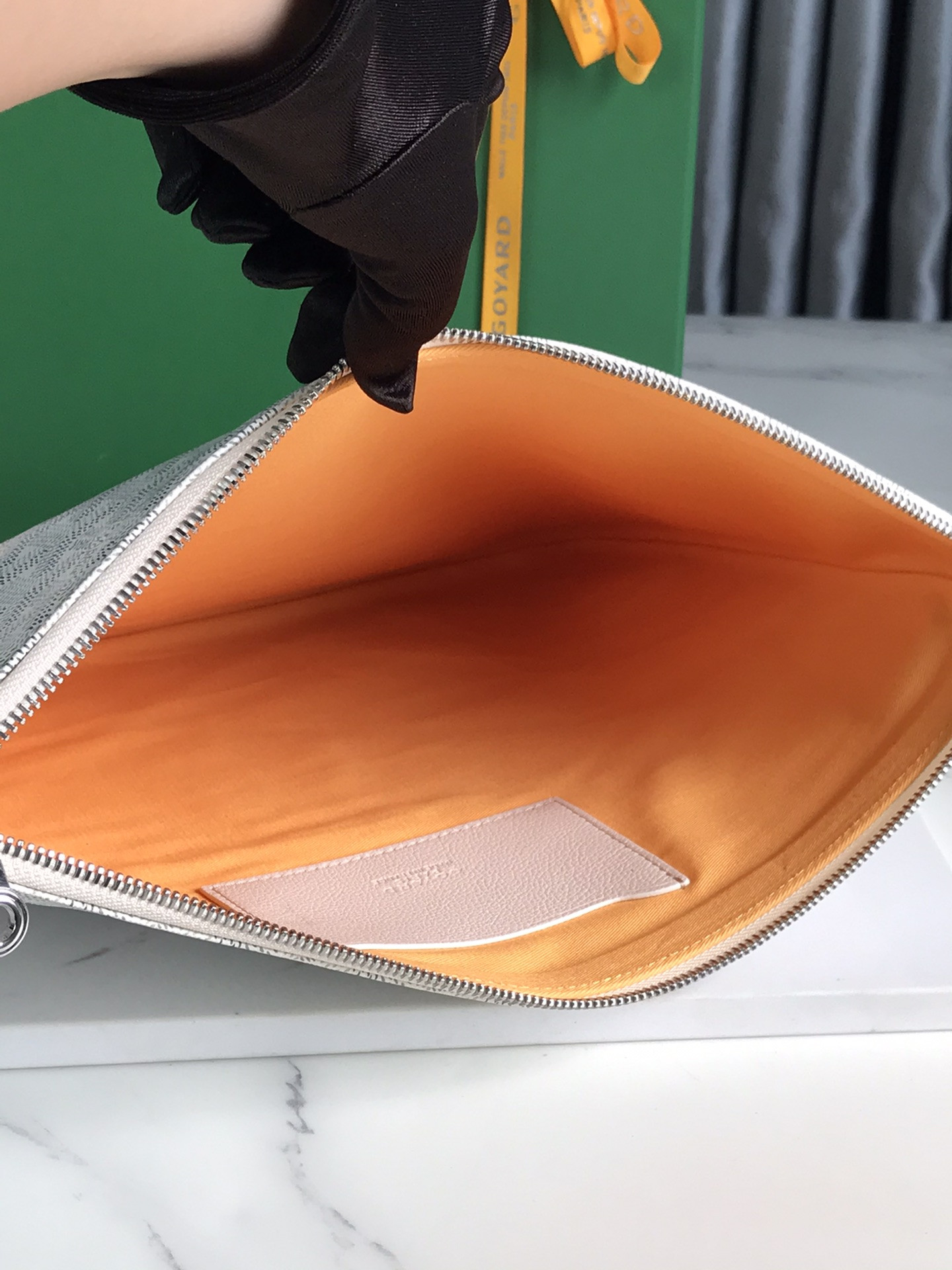 Goyard Goyardine White Senat MM Pouch Palladium Hardware 36x26x0.5cm