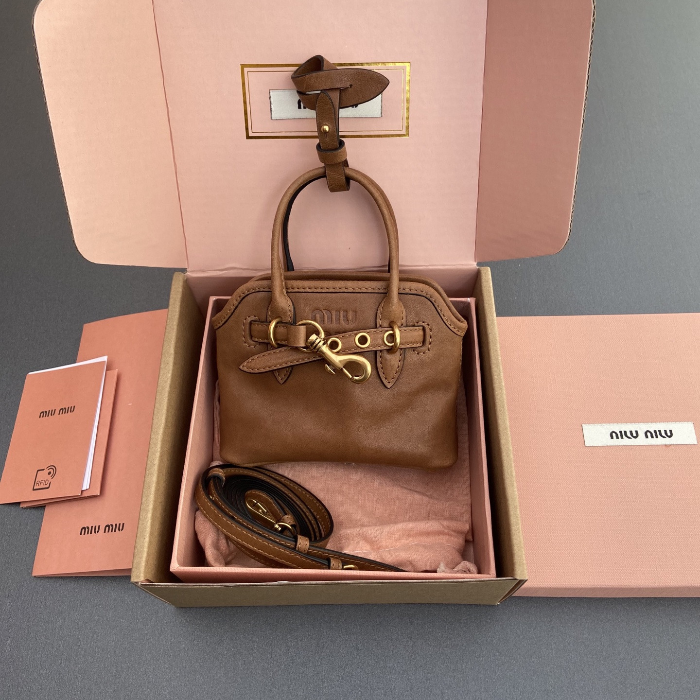 Miu Miu Aventure Nappa Micro Leather trick 9.5x12x2.5cm