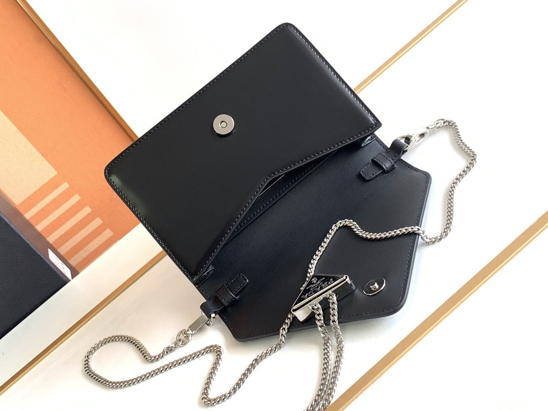 Prada Brushed Leather Shoulder Bag 17x 9.5x3.5cm