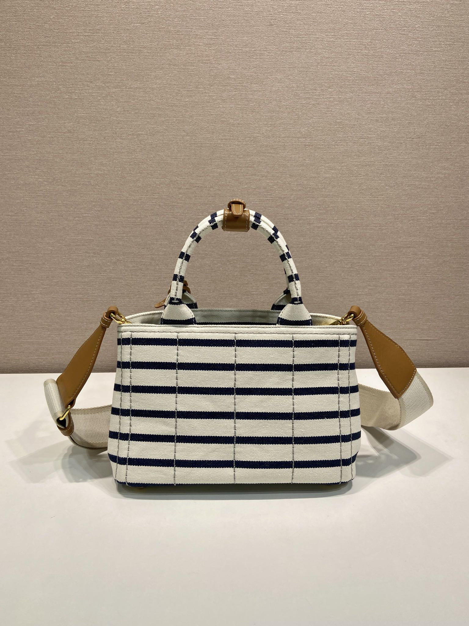Prada Jardinière striped cotton canvas mini-bag 22x15x13cm