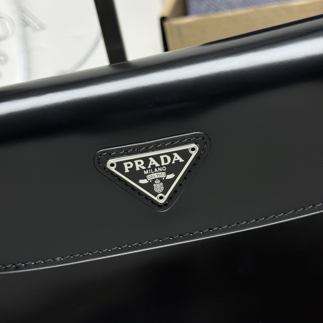 Prada Small Cleo brushed leather shoulder bag with flap 15.5x22x4cm