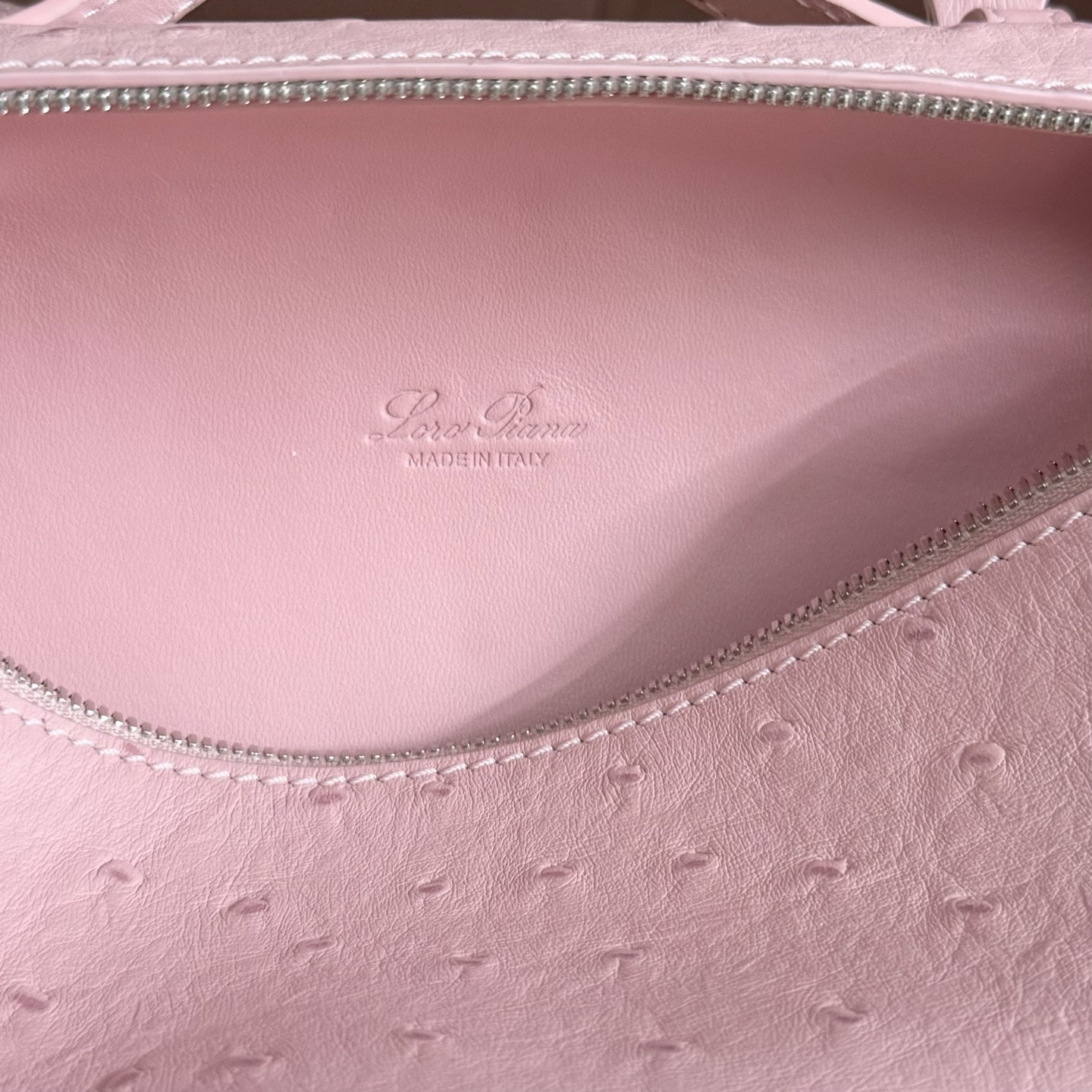 Loro Piana Extra Pocket L19 Ostrich-grained Leather 11 x 19 x 6.5 cm